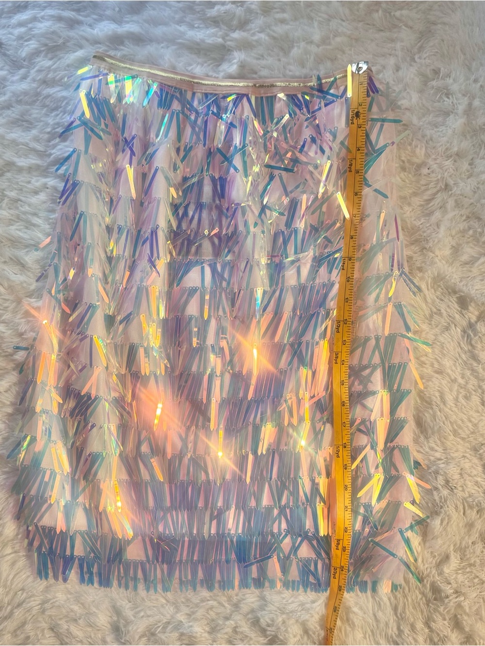 Paxton Pink Iridescent Sequin Fringe Pencil Skirt - Multicolor - Picture 12 of 13